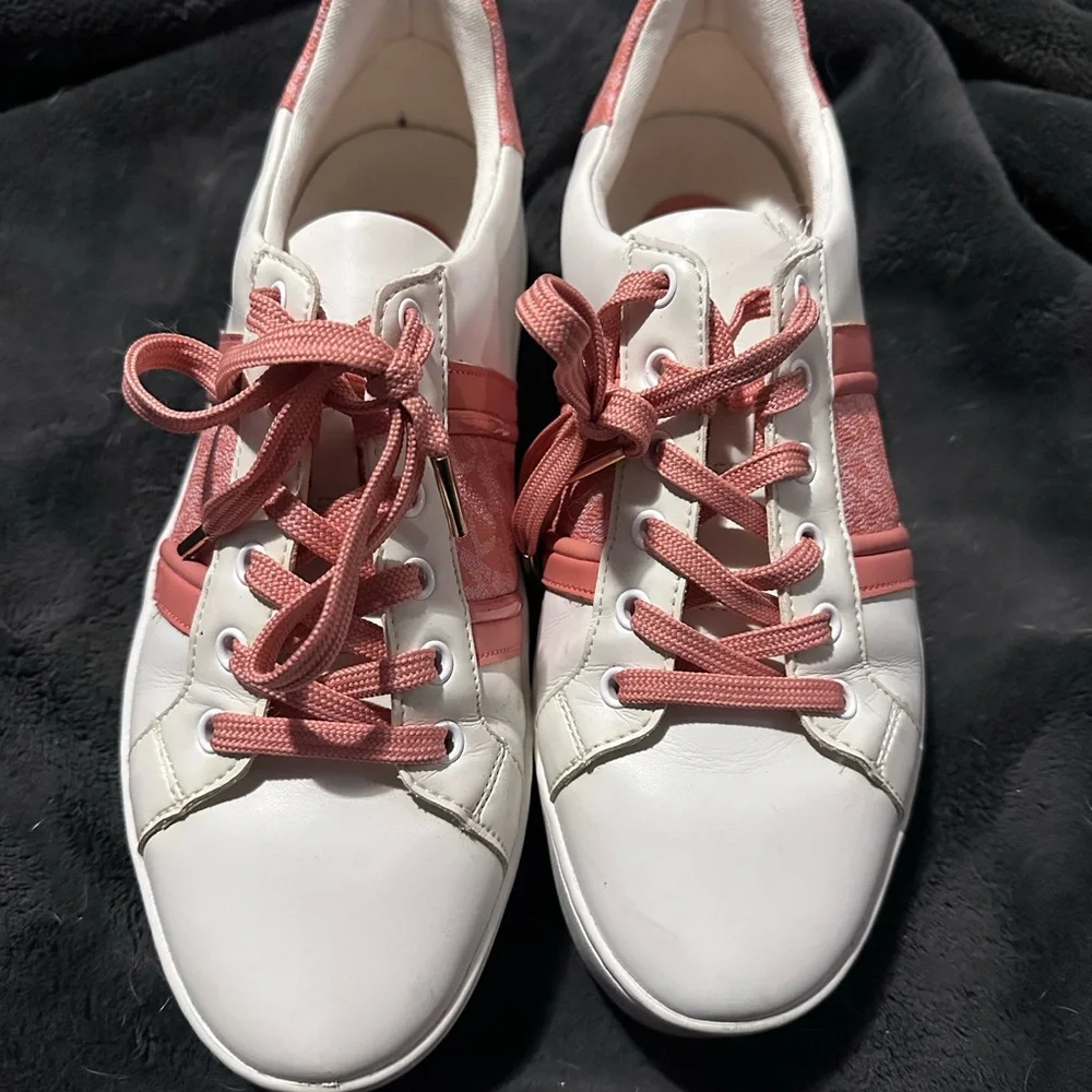 Michael Kors Poppy Leather and Logo Stripe Sneaker - Picture 3 of 5